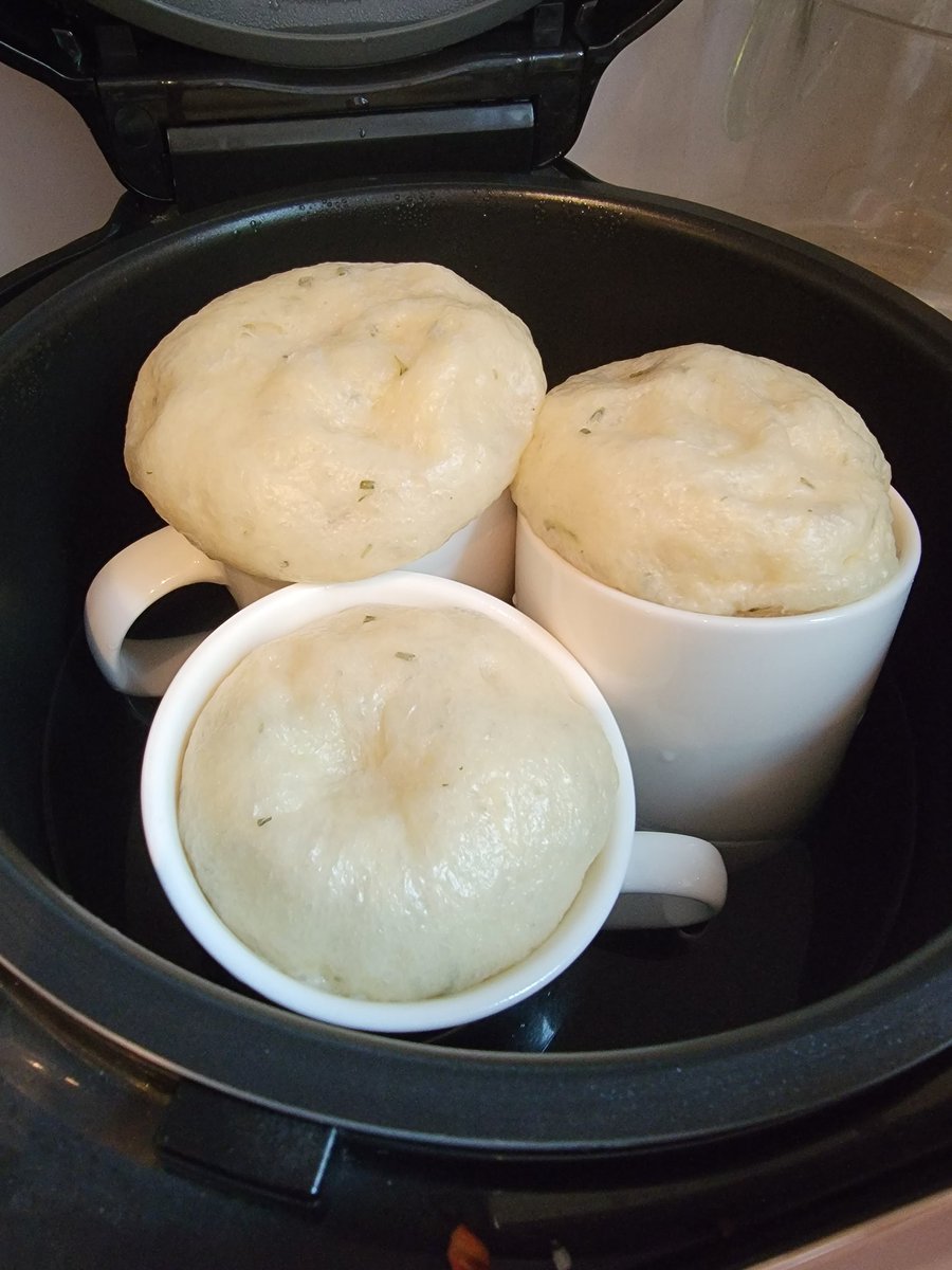 LaviniaEngel's tweet image. Another type of #herbbread I make is steamed bread, that we also call dumplings in South Africa. Usually doesn't contain herbs but I like to add them. 

The bread can be steamed on top of a stew, in individual cups or a bowl in a pot. #Herbchat