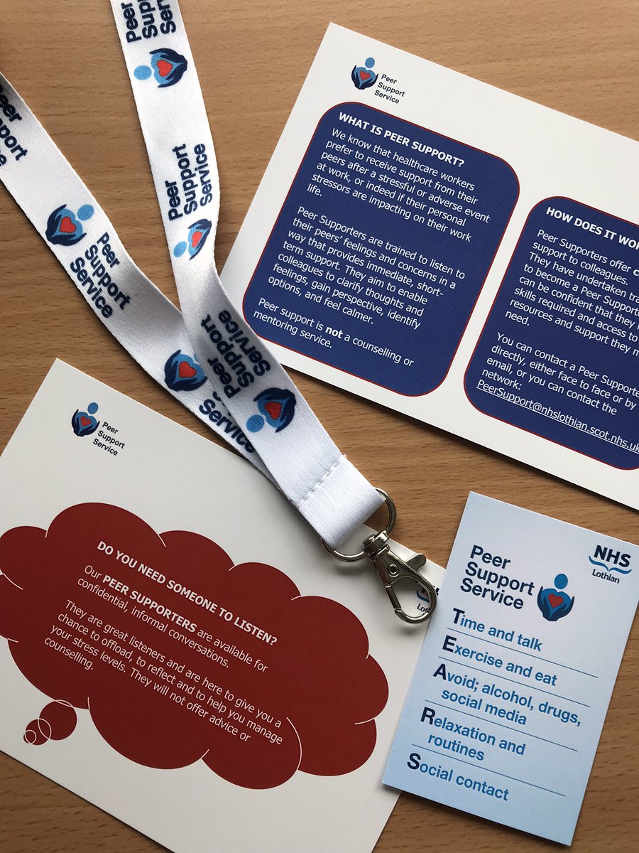 jo_pentland's tweet photo. Received my goodies in the post at work. All ready to be part of the peer support service @RIE_Lothian. It is a great service available to all staff. Use us if you need us @NHS_Lothian #peersupportservice https://t.co/Y47Hne4C31