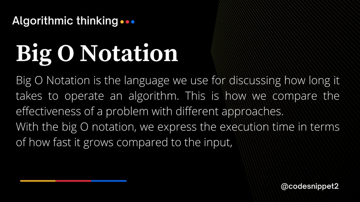 codesnippet2's tweet image. The idea behind big O notation
