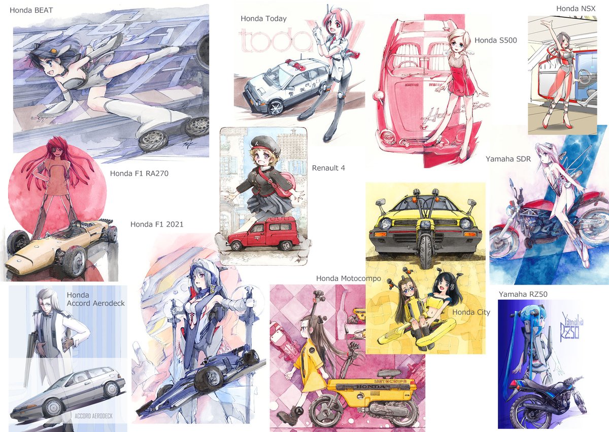 一次創作絵師拡散フェス01 最近スーパーカブの二次創作が多いですが 乗り物擬人 フミよ 11 26 Amgモータース 箱根大観山の漫画