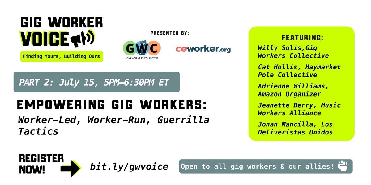 Join #LosDeliveristasUnidos / <a href="/workersjusticep/">Workers Justice Project ✊🏾❤️</a> leader Jonan on a collective conversation on Empowering Gig Workers:Worker-led, guerrilla tactics at 5PM. He’ll be sharing his experience on how he is building one of the largest worker-led collectives of app-based delivery workers.