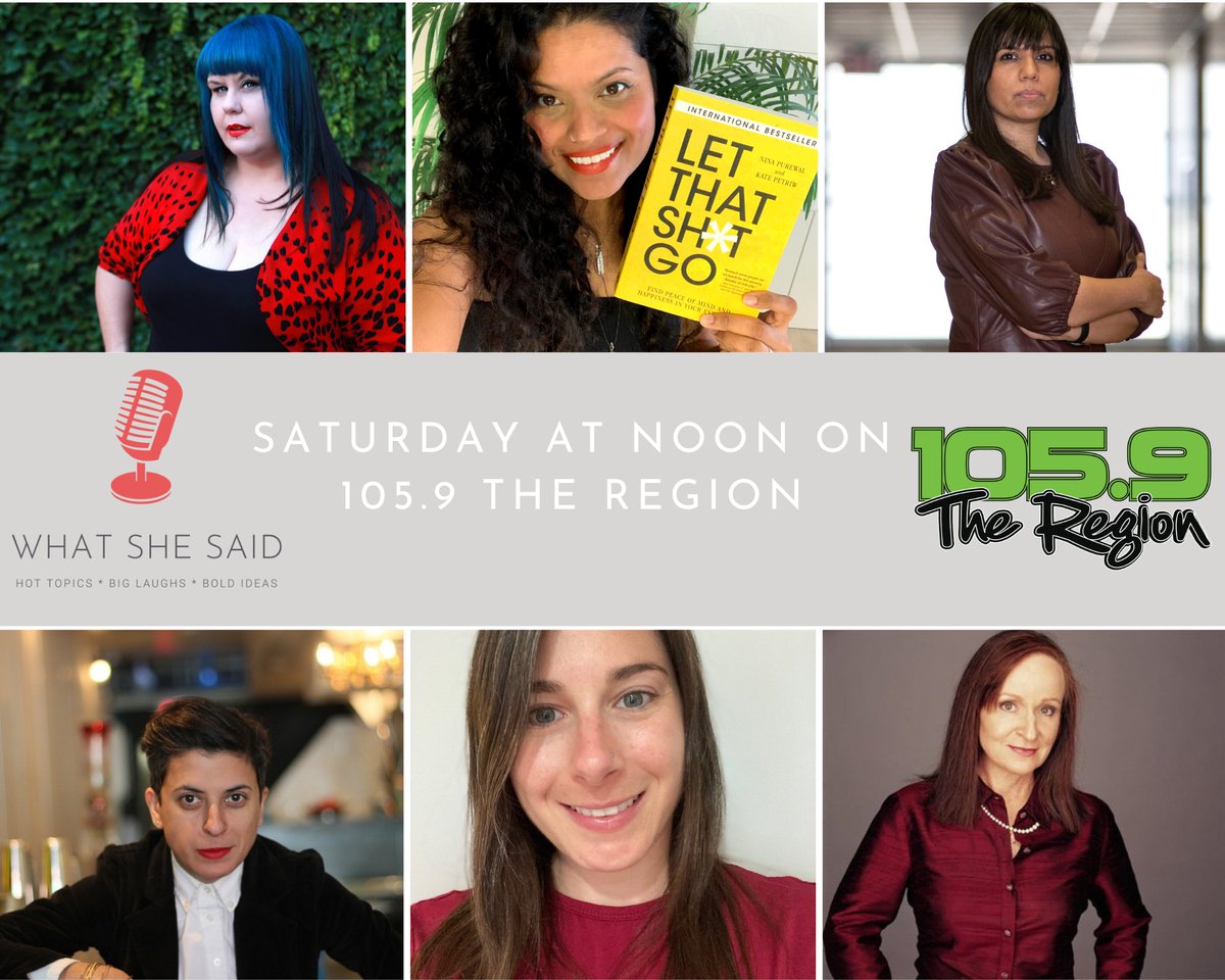 1059TheRegion's tweet photo. @WhatSheSaidTalk today @ noon: #NinaPurewal talks #LetThatShitGo, Jennifer McCready is this week's #RBCShesTheBoss, Dr. @PrachiSrivas on falling behind on education, @SMohyeddin talks #Unforked on @cbcradio, Mira Goldberg-Poch from @HistoricaCanada+@annebrodie with her top📽️picks https://t.co/AqpiAA3VqS