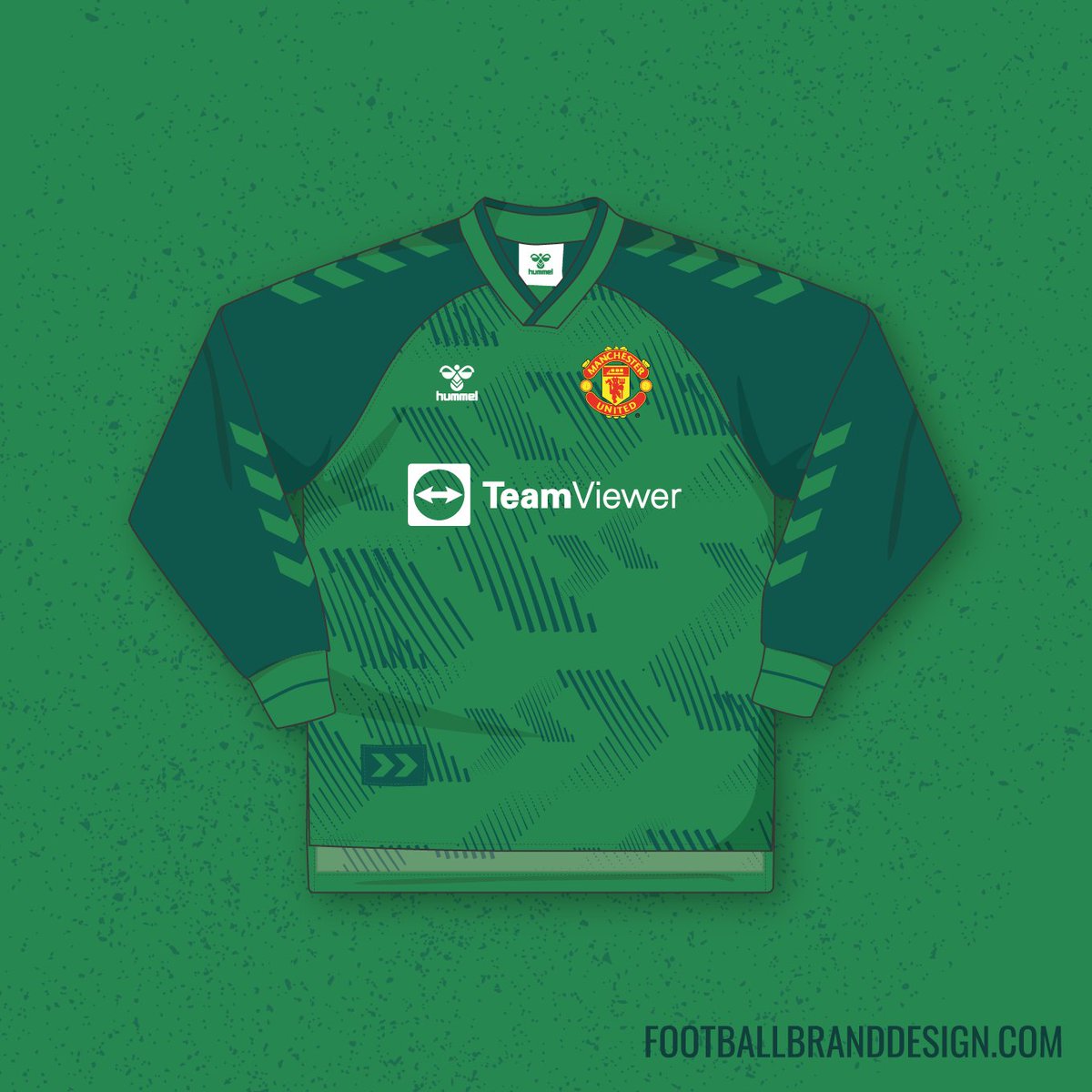 SvanteIvar's tweet image. Concept kits for @ManUtd and @hummel1923. Home, Away, GK Green and GK Black Out version. All with patterns inspired by the Hummel Chevrons.
#kitdesign #sparkdesignacademy
