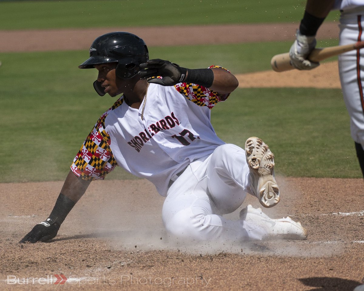 Delmarva Shorebirds Shortstop Jean Carmona (12) slides into home safely.
#Birdland | #flytogether