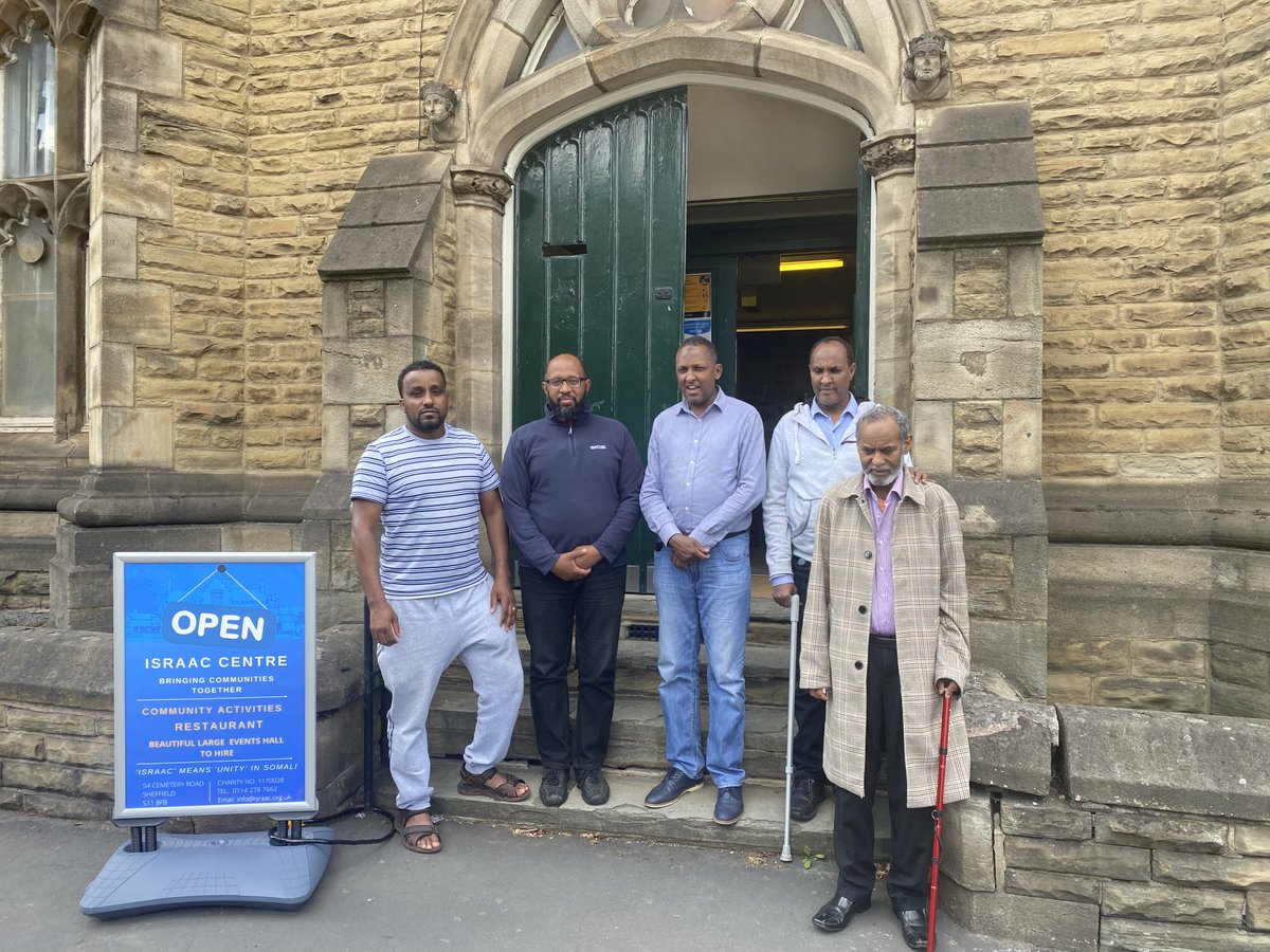 IsraacS's tweet photo. @IsraacS Chair Adam (centre) was delighted to welcome &amp; share insights last week with: (R-L) valued @IsraacS member, Adan, visitor from Sweden: Abdi, &amp; Manchester: Mohamed, Somali Community Centre &amp; Naser, Eritrean Community Centre.

#DiasporaCommunities #ComparingNotes https://t.co/Dg93XvPDbF