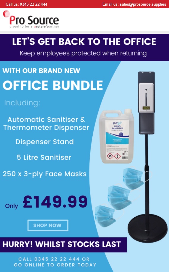 ProSourceBirm's tweet image. Let&apos;s get back to the office. We have this great bundle on offer to keep your employees protected when they do return.