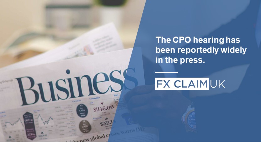 The current #FXClaimUK CPO hearing has been reported widely in the press including by <a href="/Law360/">Law360</a>  bit.ly/3z6E8Ip and the <a href="/FT/">Financial Times</a> on.ft.com/3wIpoxq (subscription only). Read about the ongoing hearing for free in the Law Society Gazette bit.ly/3id9yWv.