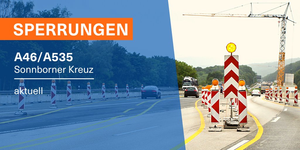 Autobahn_Rheinl's tweet photo. Im Sonnborner Kreuz in #Wupperal kommt ihr von der #A46 aus Düsseldorf nicht auf die #A535 nach Essen und ihr könnt nicht nach #Sonnborn abfahren. Von der #A535 aus Essen könnt ihr nicht nach #Solingen abfahren. Das Bauwerk ist teilweise überschwemmt. (sb) #Verkehr https://t.co/3y9OGhe6rx