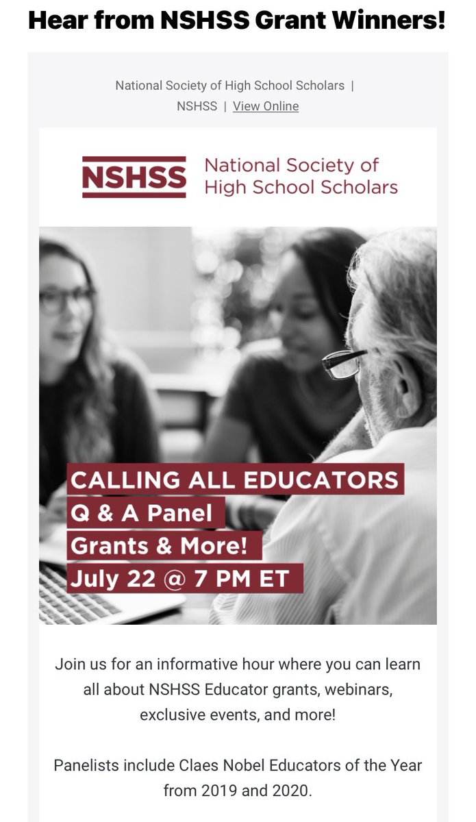 _project214's tweet photo. We are excited to join forces with @nshss again as our founder @MrsG_P214 takes part in an educator panel alongside other recognized teachers &amp; counselors on the many benefits of being a member  and more! Register today! #LinkInBio #educatorpanel #nshss #Webinar https://t.co/Q39Q0vEWWF