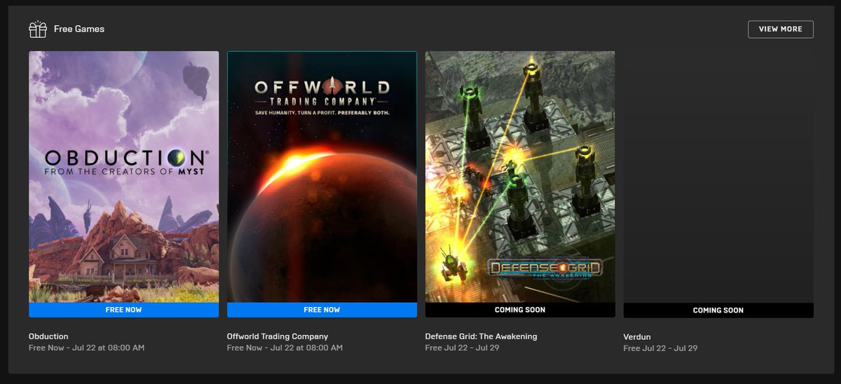 Wario64 Obduction And Offworld Trading Company Are Free On Epic Games Store Defense Grid The Awakening And Verdun Are The Next Free Titles T Co 0xgyqjmcjh T Co Jyqlaeepsp
