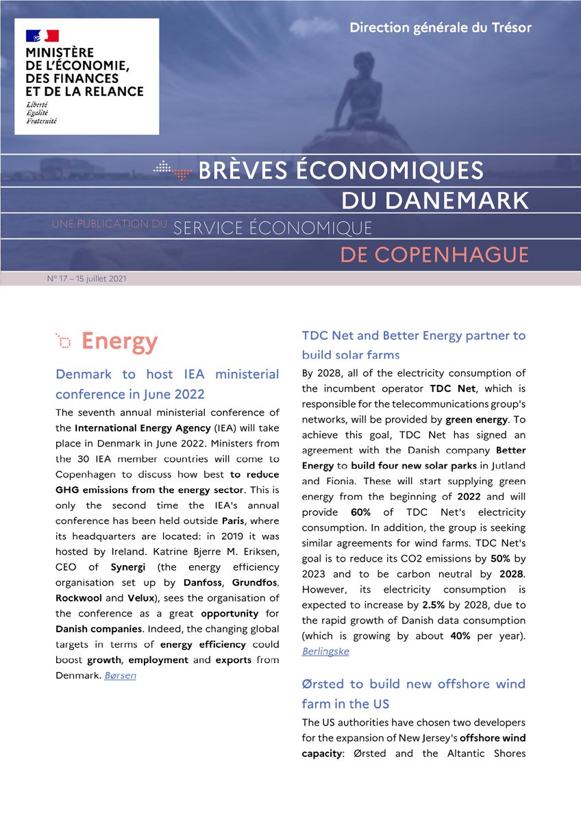 Power-to-X investments - lack of skilled and unskilled labour - expansion of the Danish car fleet - government strategy for electrification - &amp; much more about 🇩🇰
⬇️ Find the 🇫🇷 embassy's business news on our website ⬇️
dk.ambafrance.org/16-17-Breves-e…