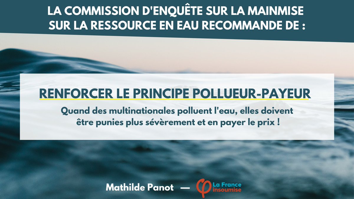 Les graves atteintes à la ressource en eau doivent être sanctionnées sévèrement. 

Aujourd'hui, l'impunité des multinationales règne. 

Les pollueurs doivent payer le prix fort ! #EnqueteEauFI