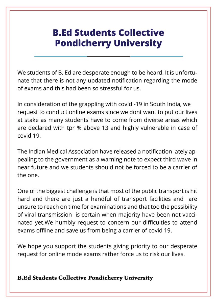 BashithaKp's tweet photo. #bringexamhome #takehomeexam #WeWantOnlineOBE #StudentsLivesMatter
@GurmeetSinghVC @PondicherryU @PondicherryU @ANamassivayam https://t.co/93DrgLRpuC