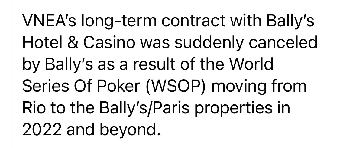 AndyHughes128's tweet image. @LasVegasLocally WSOP moving to Bally’s/Paris! 🤔