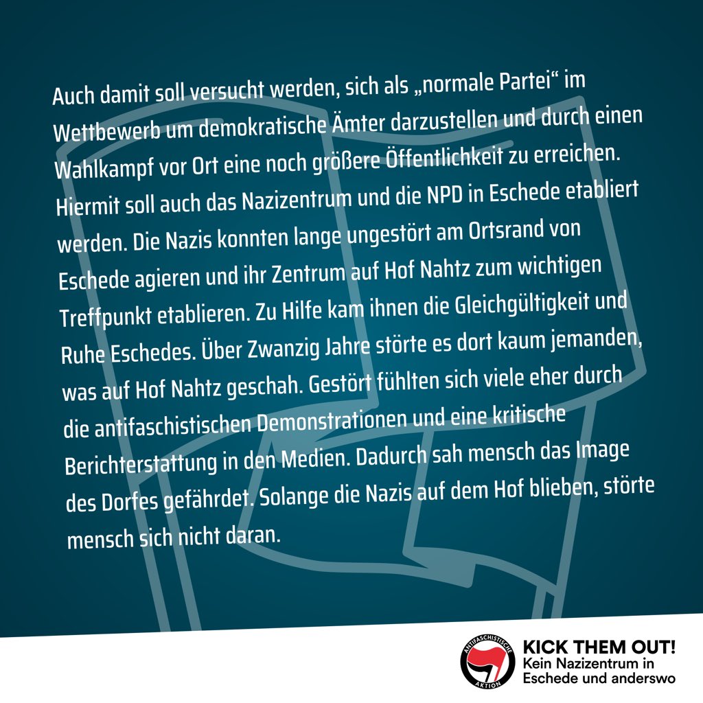 NoNazisEschede's tweet photo. Keine Ruhe geben!

Um während ihren Zusammenkünfte möglichst nicht in die Öffentlichkeit zu geraten, wehrten sich die Nazis bereits gegen die antifaschistische Intervention. #eschede #NoNPD 

Den ganzen Artikel findet ihr unter:
https://t.co/H8ZYGabJB1 https://t.co/FJ1QUpYjGs
