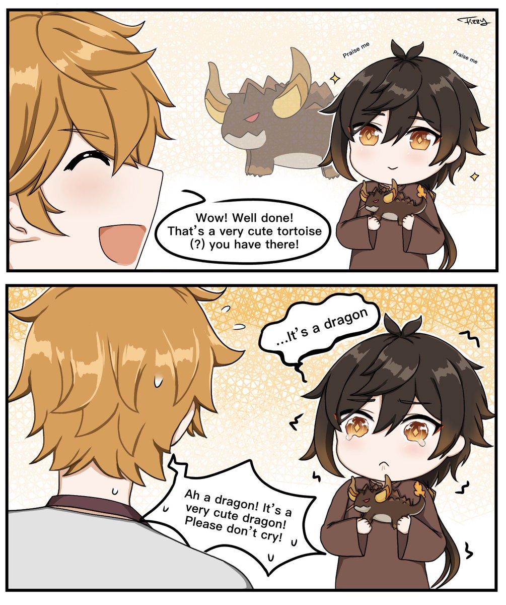 💧🔶 week, day 2
Babysitter Childe and shotali ft. the magnificent work of art (Azhdaha)
My first contribution for ttli week, am I late to the party
It's lame but I hope you guys like it 🙈
#TartaLiWeek #Tartali #タル鍾 #Zhongli #Tartaglia #Childe #azhdaha
@Tartali_Week