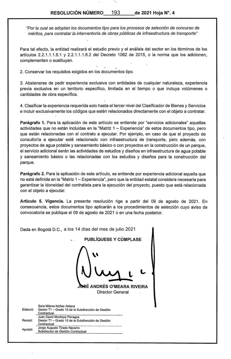 colombiacompra's tweet photo. #Atención 📣| Conoce la Resolución 193 de 2021 por medio de la cual se adoptan los #DocumentosTipo para los procesos de selección de concurso de méritos, para contratar la consultoría de estudios de ingeniería de infraestructura de transporte. 👇🏼

#Transparencia https://t.co/P2tnFFE8li