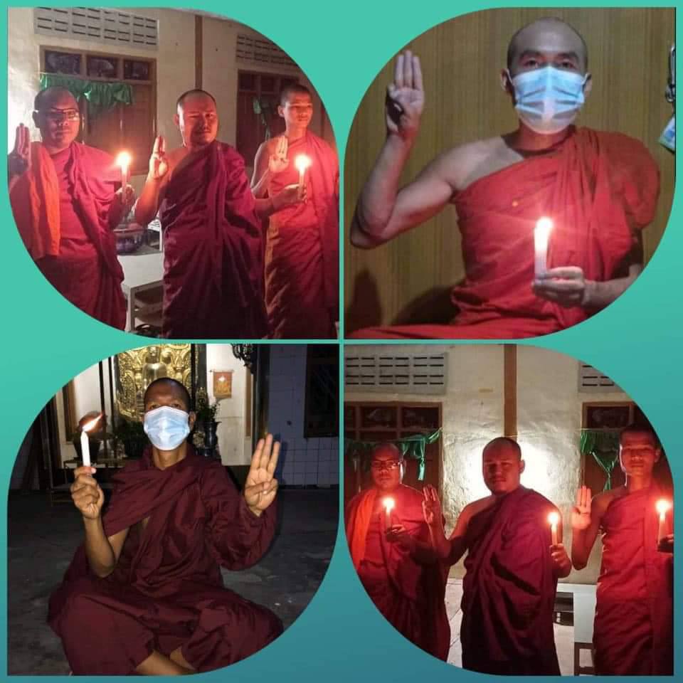 fightergirlLay's tweet photo. Buddhist monks recited prayers on to night  for the safety &amp; immediate peace of Myanmar as usual. #MyanmarCovidSOS #WhatsHappeningInMyanmar #July15Coup https://t.co/W9mB4lHtj2