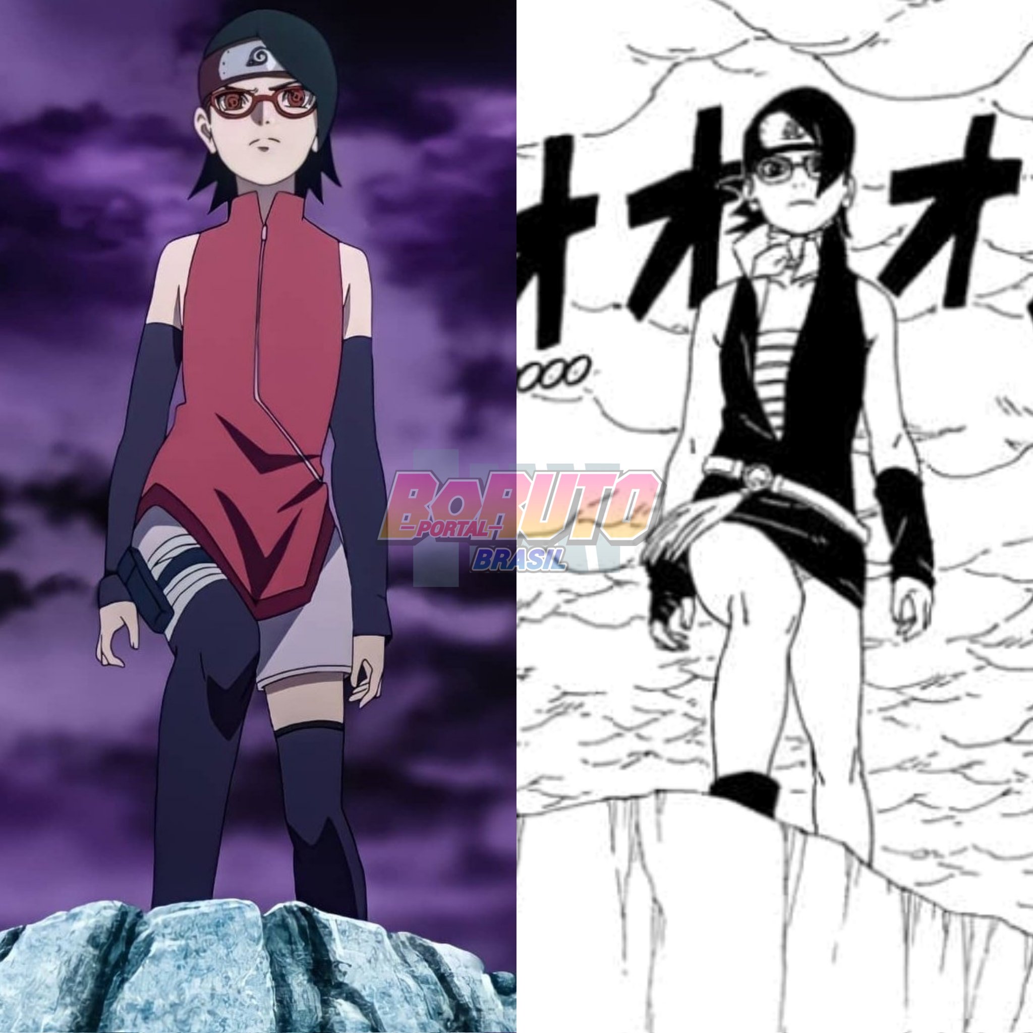 Portal Boruto Brasil on X: Capitã Sarada Uchiha e BoruShiki. Mangá vs  Anime  / X