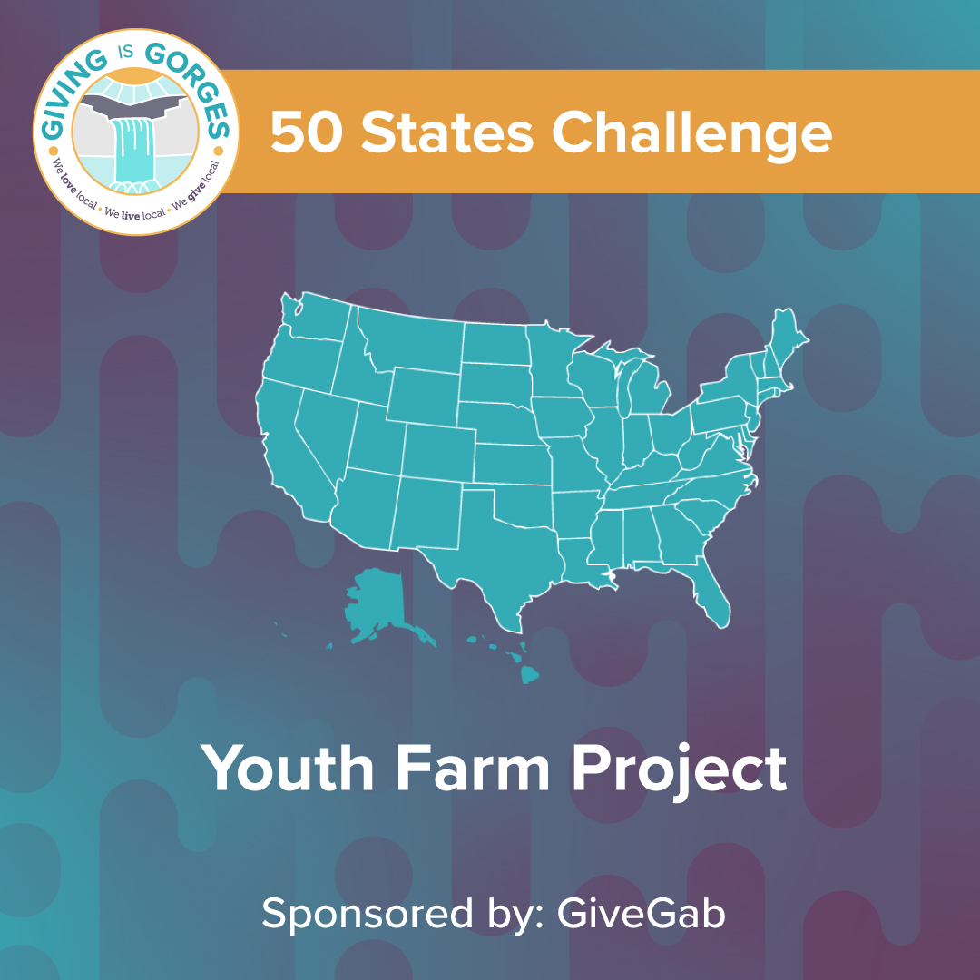 GivingIsGorges's tweet photo. The winner of the #GivingisGorges 50 State Challenge is Youth Farm Project! This prize, sponsored by GiveGab, was awarded to the organization that received donations from the most U.S. states between 12:00 AM and 11:59 PM on June 23rd, 2021. Congratulations! 🤩🌟🎉💜📍 https://t.co/WpEAaviOtl