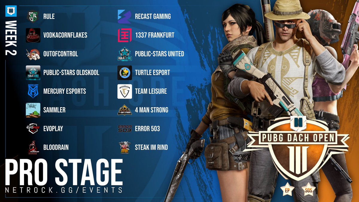 PRO STAGE <a href="/NetrockGG/">NetrockGG</a> 
Schaltet um⌚️19:00 Uhr ein auf:

🖥️twitch.tv/beingesports

Line-Up:
🇩🇪<a href="/Erd3nfeuer/">Erd3nfeuer</a> 
🇩🇪<a href="/robbi1606/">Robert U</a> 
🇩🇪@FiiinixPubg 
🇩🇪RONIX

Wir sind hyped und <a href="/__pyyy/">Till Kahlke</a> hat hoffentlich den Likör ausgetrunken.

#netrockgg #PUBG #krasseTruppe #OutOfControl