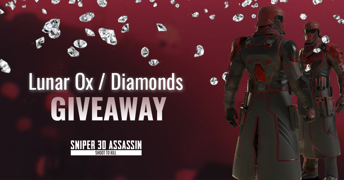 PlaySniper3D's tweet photo. ✨Behold!✨This month's #Sniper3D #giveaway has both Diamonds OR the Lunar Ox Gear set as rewards! You just have to pick which you prefer!

All you have to do to enter this giveaway can be found at this link: https://t.co/XT2uyI4w6x https://t.co/evMfJXXkvJ