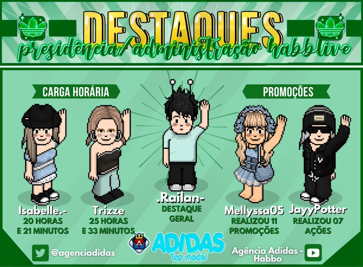 agenciadidas's tweet photo. Parabéns aos nossos destaques da semana!

Nos orgulhamos e somos gratos por toda ajuda e responsabilidade executada! https://t.co/h4bmyMJPMg