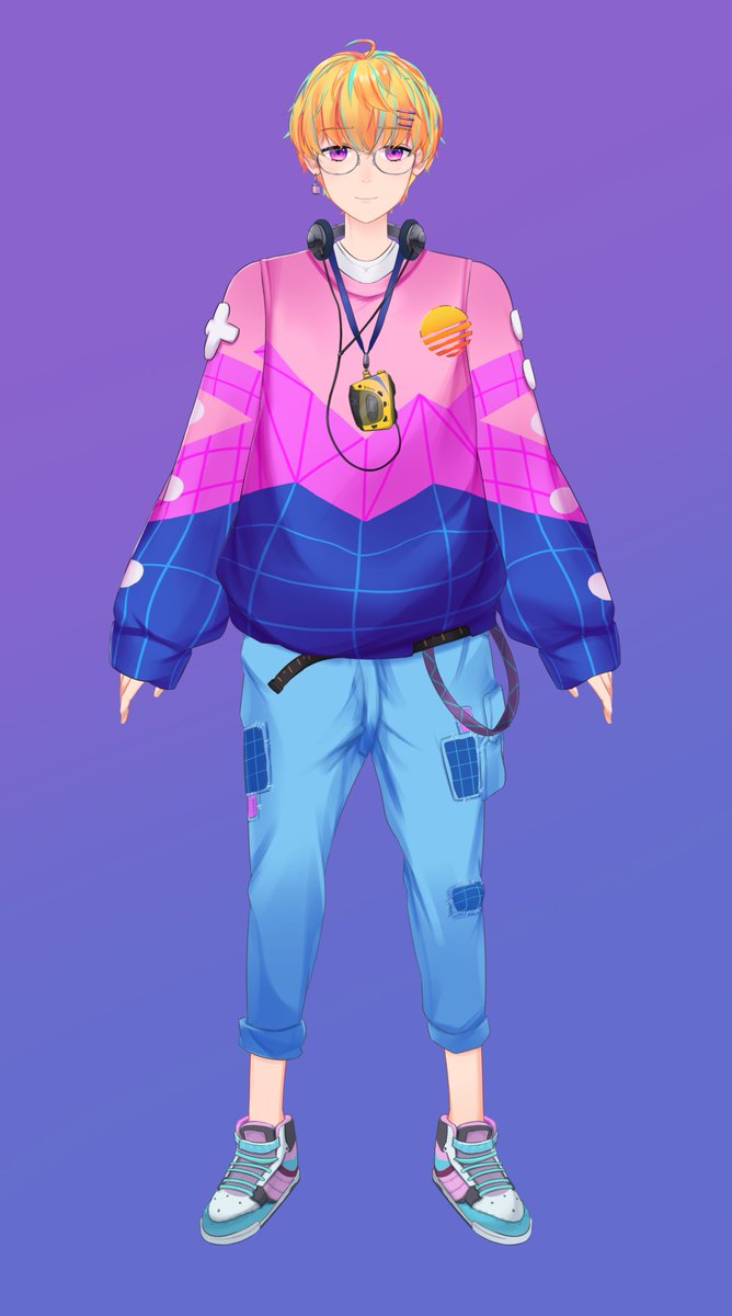 zoo2d1's tweet photo. meet @Sayo_Nyara! had a lot of fun making this shy retrowave boy 
#Live2D #Vtuber https://t.co/xJxAfGSpz9