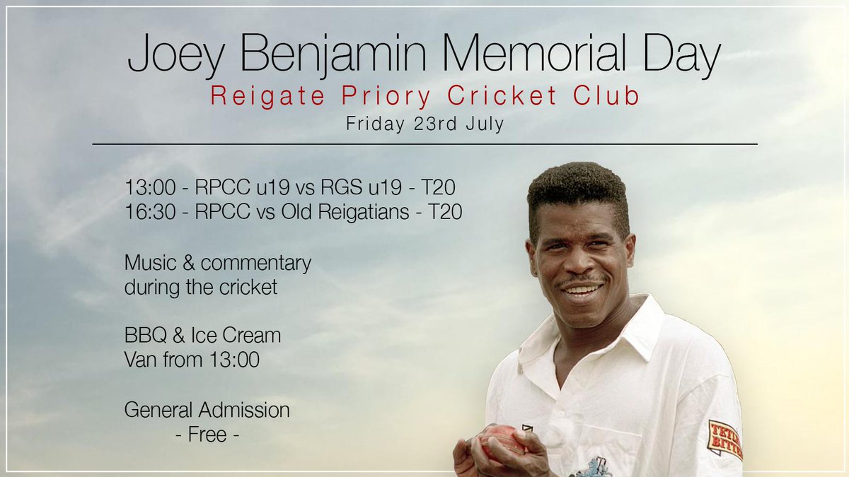 PrioryLlamas's tweet photo. Joey Benjamin (1961-2021) - A True Club Legend

We look forward to celebrating Joey's life with a Memorial Day on Friday 23rd July featuring 2 x T20s and some line ups he would be proud of!

Welcome to all &amp; look forward to seeing you all down at Park Lane. https://t.co/uhLCKUcrDk