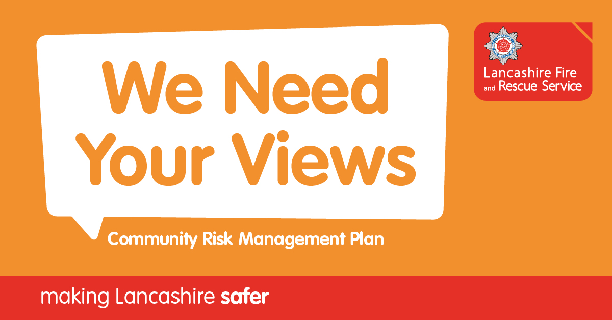 LancashireFRS's tweet photo. Our Community Risk Management Plan (CRMP) #consultation has launched! We want to know your views on the risks in your #communities to help shape our plans for the next five years.

Please complete our online #survey ⬇️🚒

https://t.co/UKd04dzGCo https://t.co/r8TzQbXfgD