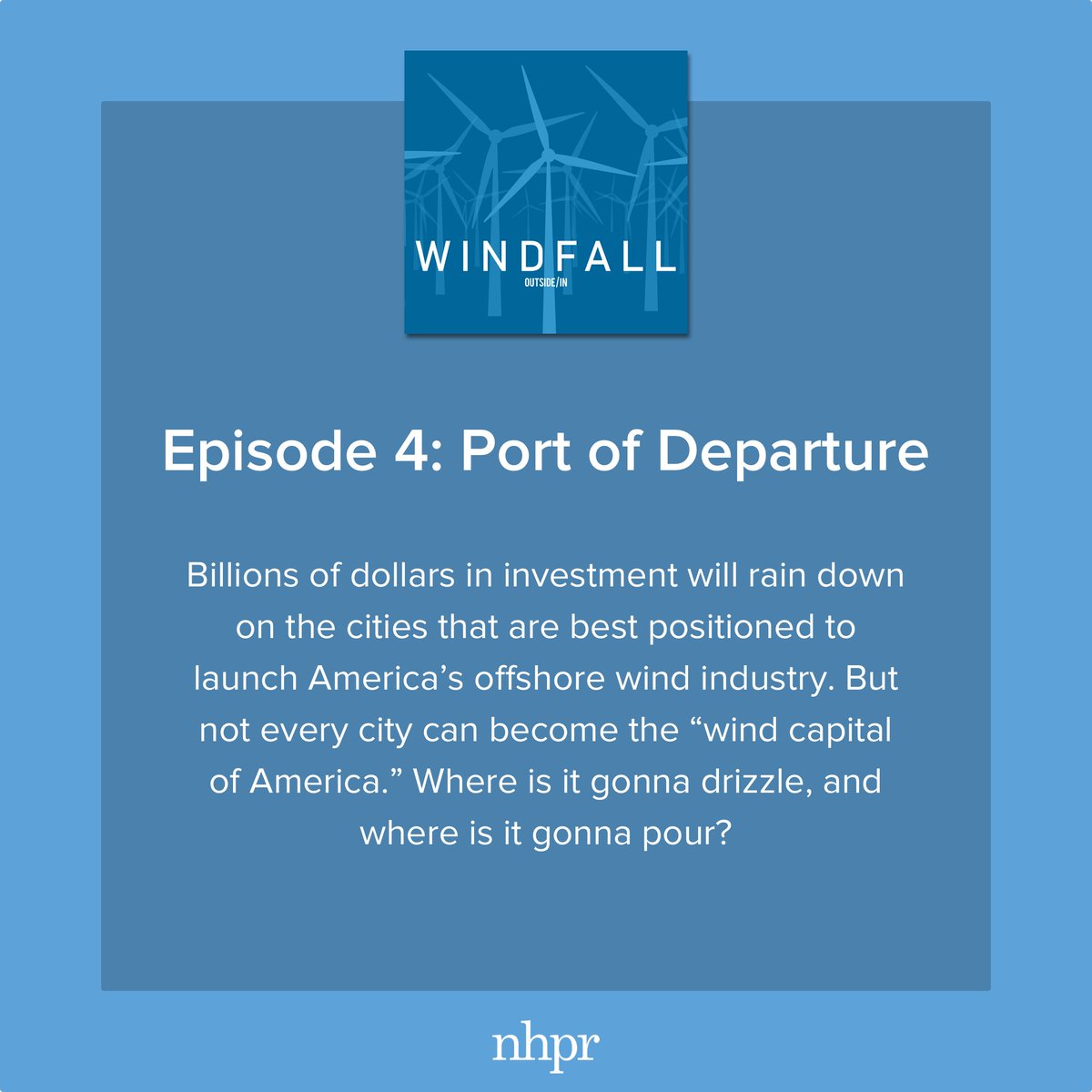 OutsideInRadio's tweet photo. Windfall Ep 4: Port of Departure—Which port cities stand to benefit from the coming wind boom? And how much? Listen to the latest episode of Windfall, available now on the O/I feed wherever you get your pods, or visit https://t.co/G2rq69j93w
#windfallpod #offshorewind https://t.co/ZaobRmys1O