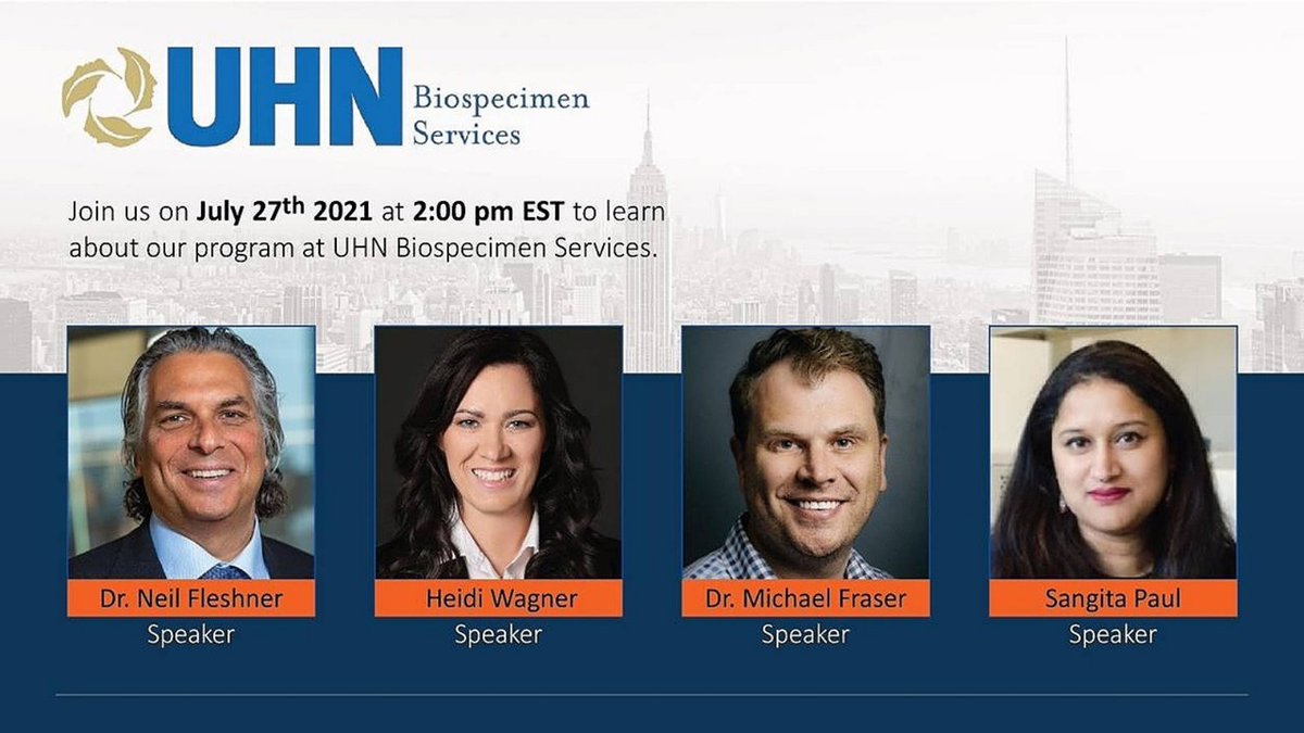 UHN Biospecimen Services will be hosting a webinar on Tuesday, July 27th 2021, to showcase the consolidation of biobanking services available through the program. 

You can register for the event through the following link: zoom.us/webinar/regist…