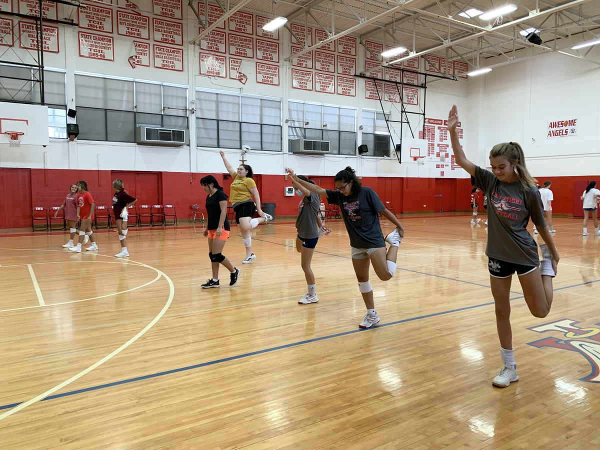 The Lady Angels are hard at work conditioning during Open Gym in preparation for their upcoming volleyball season. They have just a few more weeks before their season opener. Go Lady Angels!