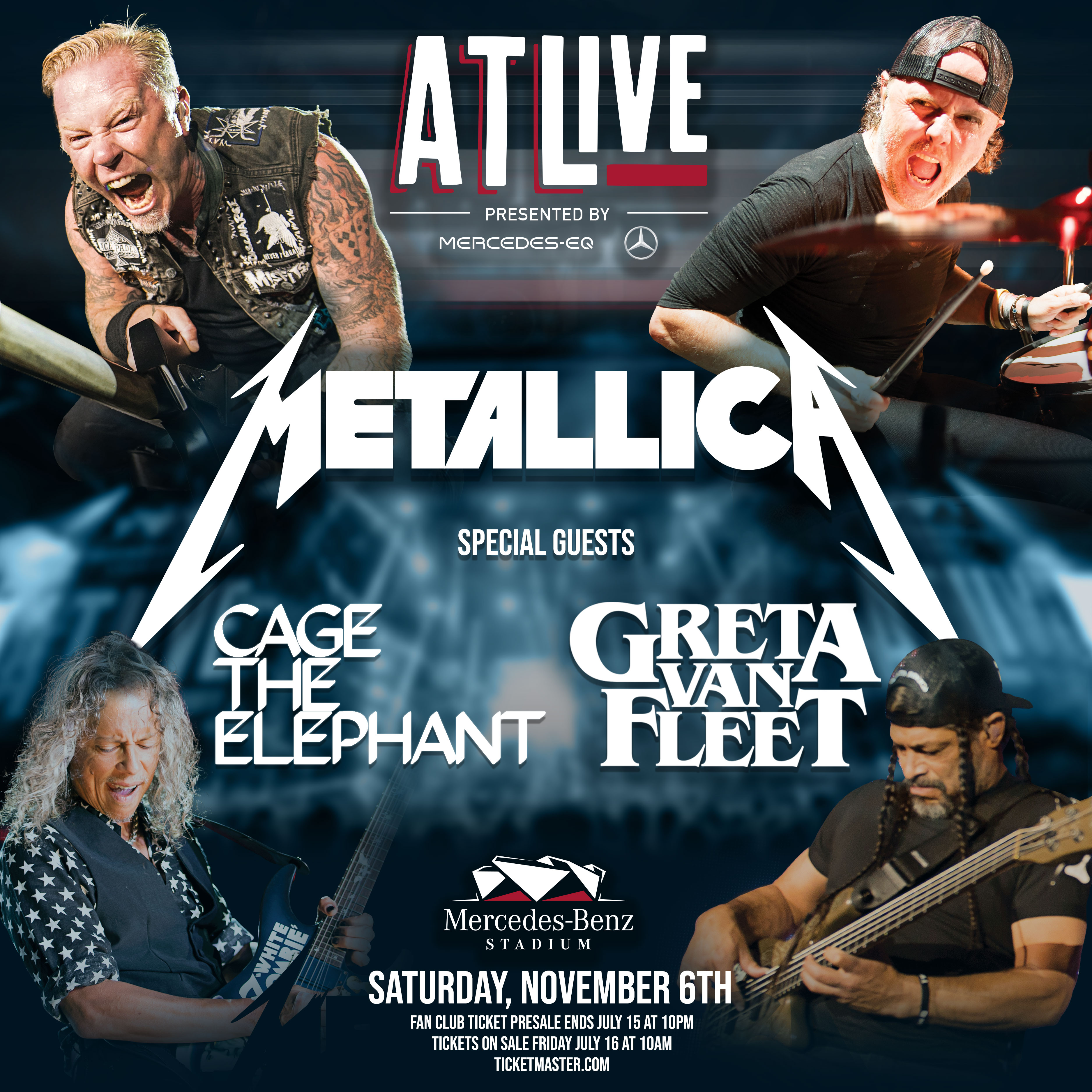 Metallica on Twitter: "Fifth Member presale for #ATLive ends tonight at 10  PM EDT. If you haven't requested your code and grabbed your tix yet, don't  wait any longer. See you at