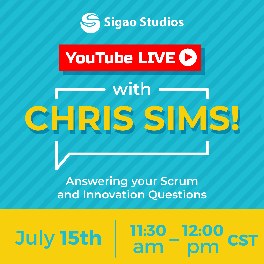 SigaoStudios's tweet photo. Quick reminder that we have a YouTube Live scheduled TODAY at 11:30 AM CST!

https://t.co/t772rZbYCq

Our CEO, Chris Sims, will be answering as many of your Innovation or Scrum-related questions as he can - plus, we'll have information on our upcoming Scrum training cohorts! https://t.co/ZCzLZ4TBjX