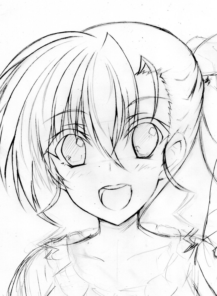 ある程度形に出来たので線画pcに取りこんで 線画仕上げて色付けいきます W 土ノ子のイラスト