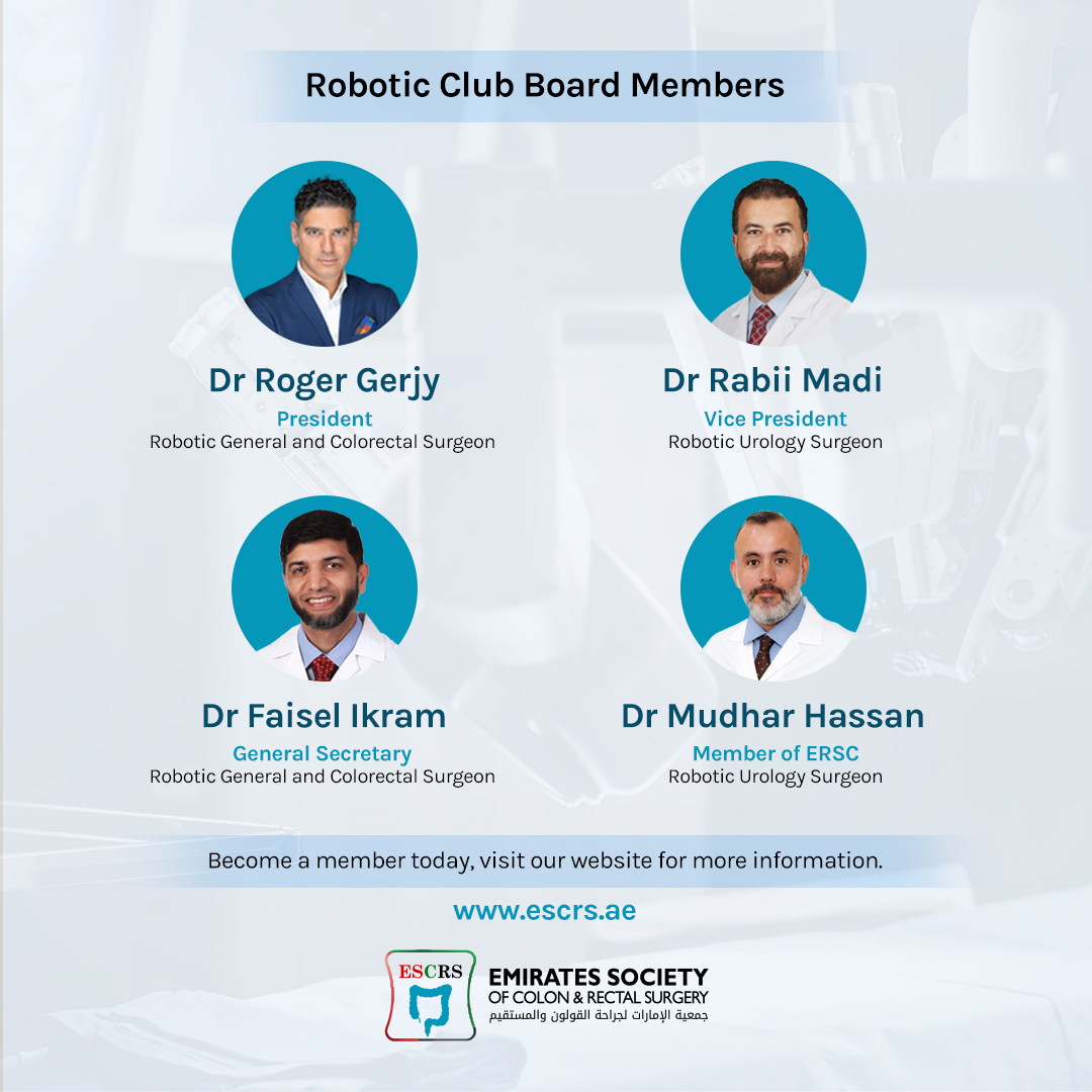 We are delighted to welcome under our umbrella the first-ever robotic surgery club in the MENA region - Emirates Robotic Surgery Club (ERSC), with its mission to promote Robotic Surgery as a powerful tool to combat the fear of COVID-19 among patients and surgeons.