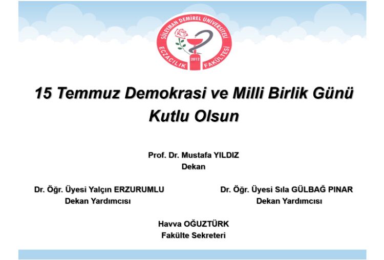 15 Temmuz Demokrasi ve Milli Birlik Günü Kutlu Olsun
