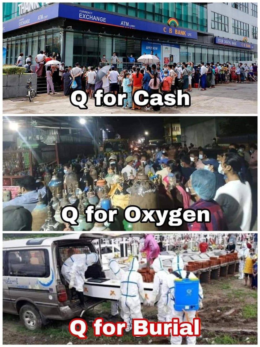 shunnleileicho's tweet photo. SAC’s biggest inhumane act. Scarce treatment and oxygen refilling is blocked.Positive patients are increasing gradually yet SAC threats to close pharmacies, arrests of people restoring oxygen and threats to volunteers and charities cost many patients to death.  #MyanmarCovidSOS https://t.co/Vm7swLISEH