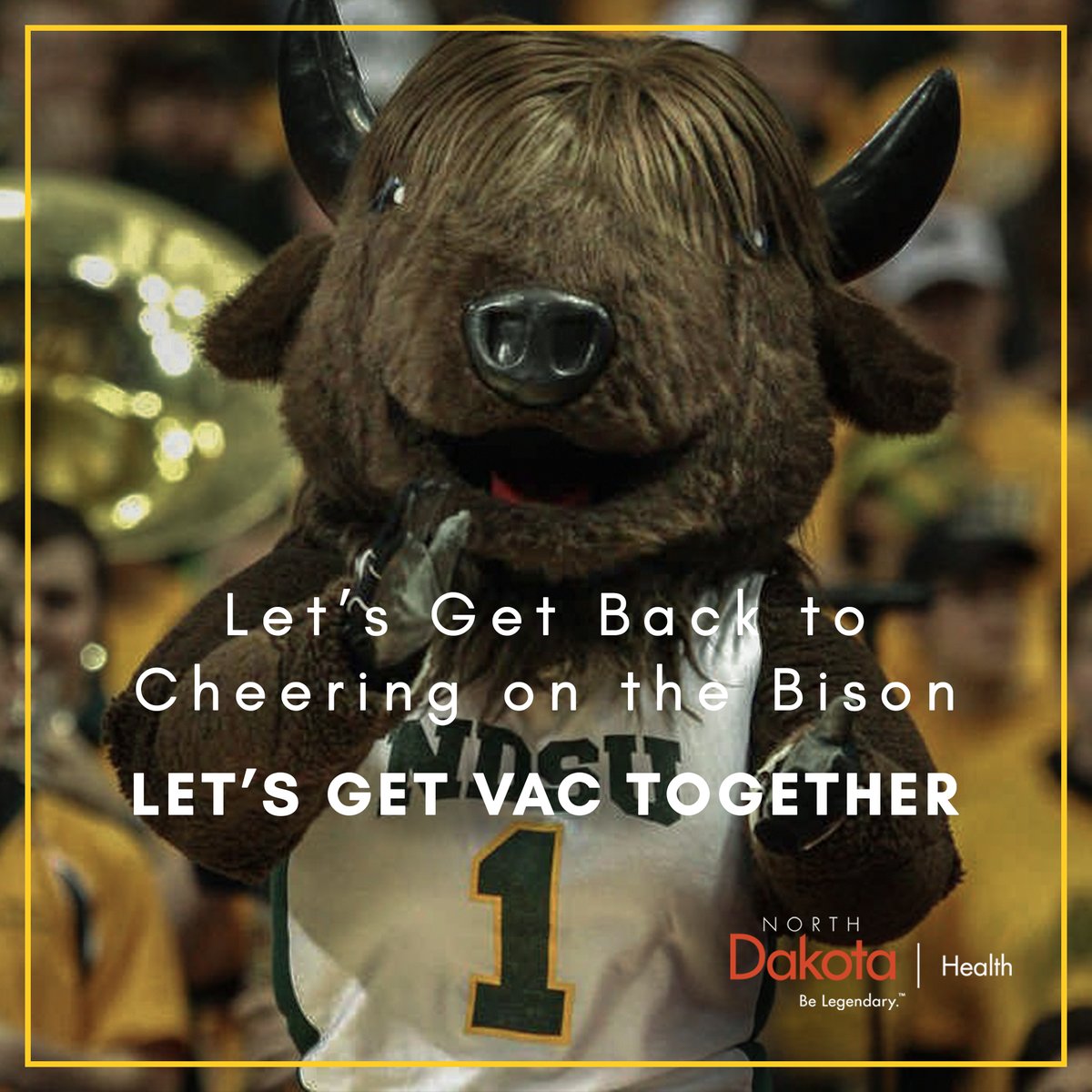 I’ve been vaccinated! The vaccine is our best shot at getting back to watching the sports we love together! 🤘

🔗: health.nd.gov/covidvaccinelo…
