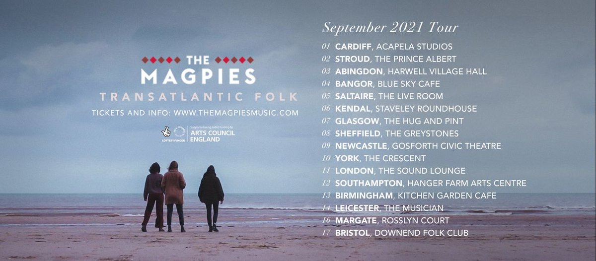 We can't wait to get out on the road again in September and play some shows! This tour has been rescheduled many times due to the pandemic - but we have a really good feeling about it this time... 🙏😎 #livemusic #folkythursday Get your #tickets here 👉 themagpiesmusic.com/gigs