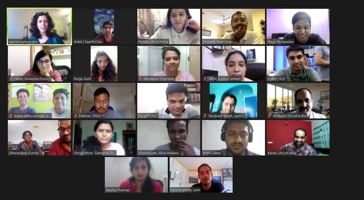 unltdindia's tweet photo. But before we spill the beans, here's some of the people that made this our #inductionworkshop so special - our #socialentrepreneurs of course! An engaged, enthusiastic and expressive bunch. (Yes, we're excited for #UnLtdIndia21) https://t.co/EJuyGrvmy0