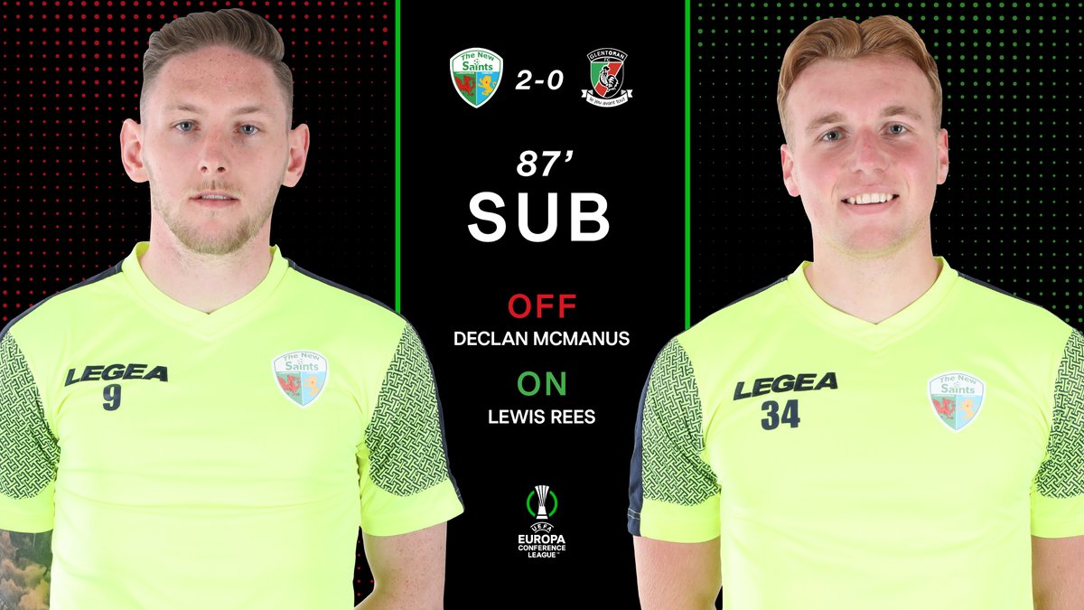 87'| The New Saints make their final change. 

TNS 2-0 GLE (3-1) #UECL