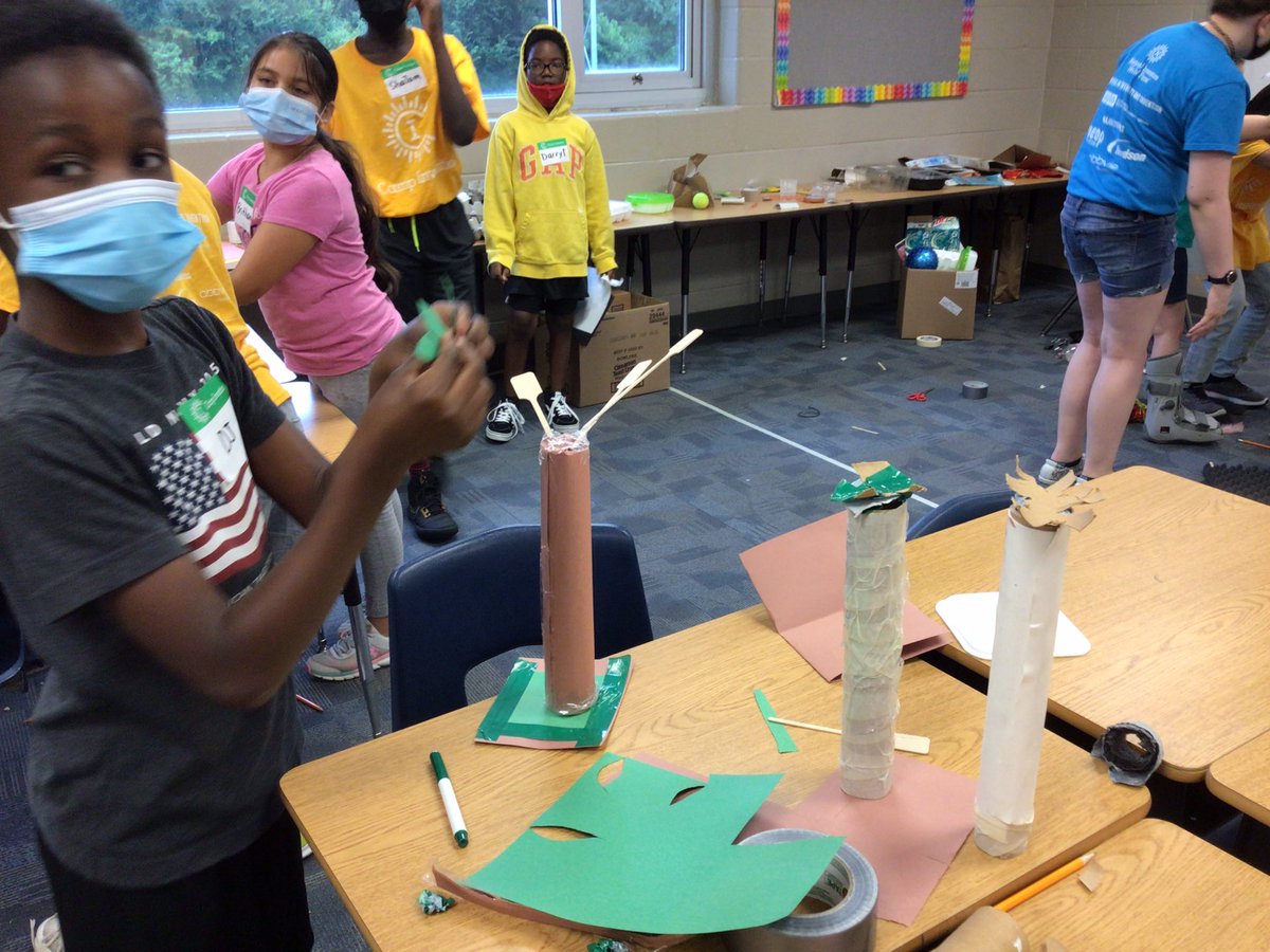 d_alphson's tweet photo. Today we built landmarks and monuments to help our ducks find their home pond. Creative juices were flowing! Sidney Opera House, Chichen Itza, Moai Statues, baobab trees, and more!  @CampInvention @Buffaloes_SMSD https://t.co/zAuXceRf8h