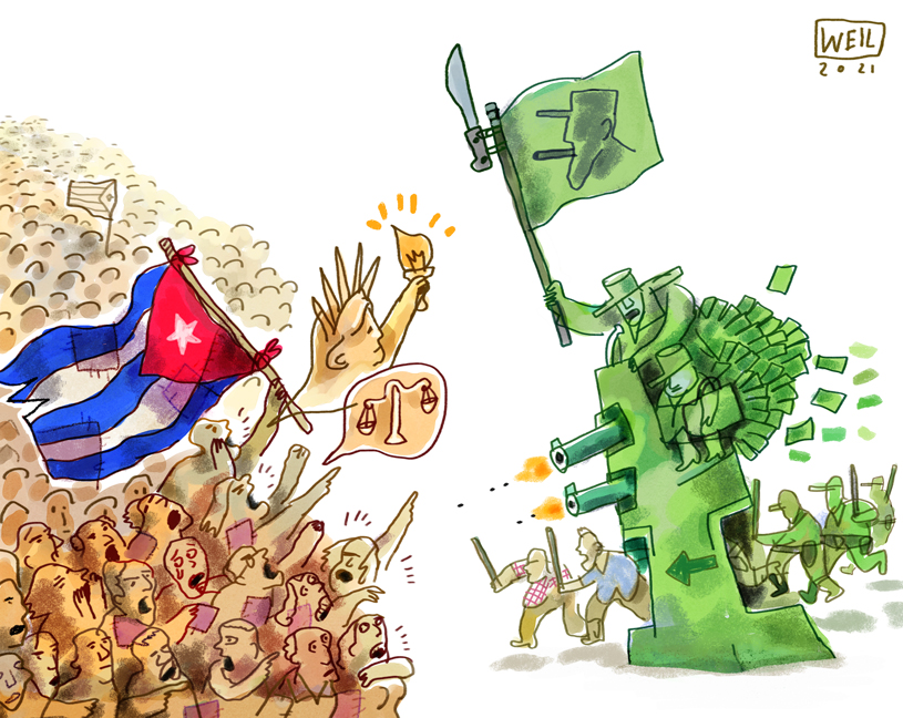 WEIL_caricatura's tweet image. JULIO 15, 2021 - THE PEOPLE OF CUBA AGAINST THE MAFIA #Cuba #Venezuela #FreedomAndJusticeForAll @cartooningforpeace #WEIL