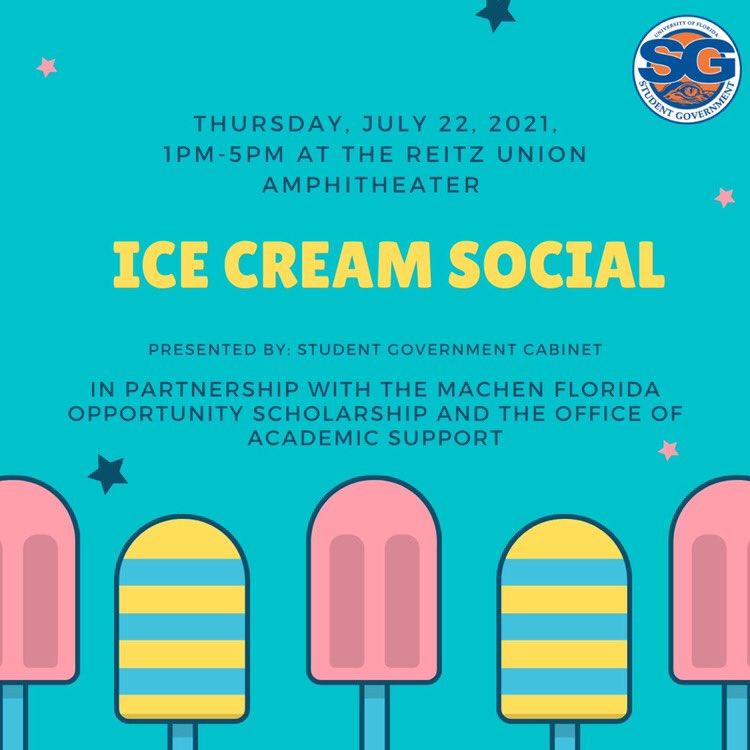 ufstudentgov's tweet photo. Calling all First-Year and First Generation students! Make sure you come satisfy your sweet tooth next Thursday at our Ice Cream Social at the Reitz Union! https://t.co/OPaTQlnxyP