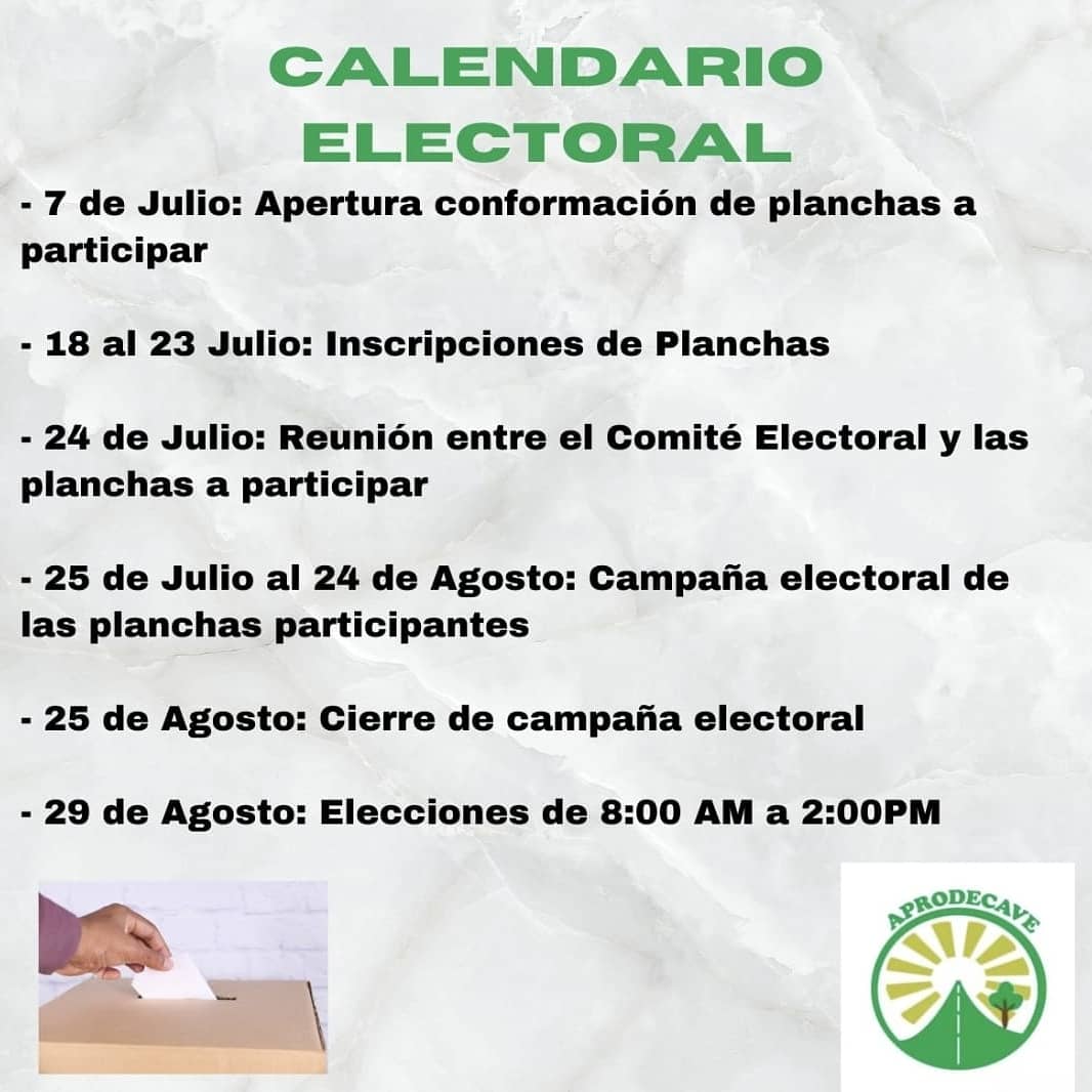 APRODECAVE_CJB's tweet photo. Anímate y participa junto a tu plancha en nuestras próximas elecciones. Adjunto el calendario y requisitos. Por un mejor #ResidencialCaminoVerde #CJB https://t.co/pHG7CvM6fg