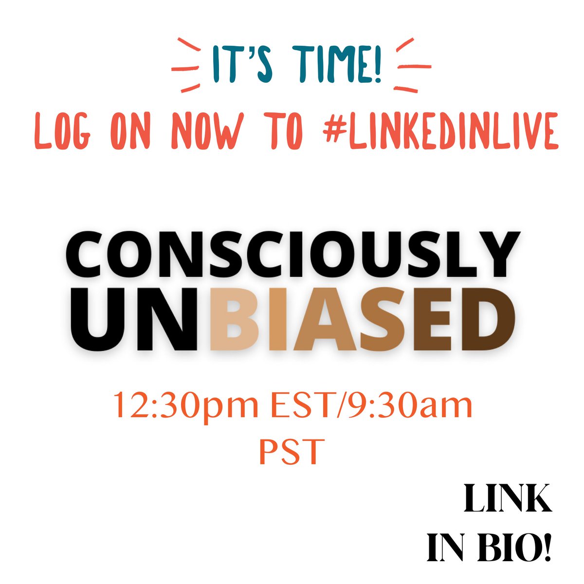 It’s TIME! Log on NOW to #LinkedINLive to navigate how leaders overcome obstacles to make their DEI goals a reality! 12:30pm EST/9:30am PST

I have provided a link below
streamyard.com/nzfa6fmny4