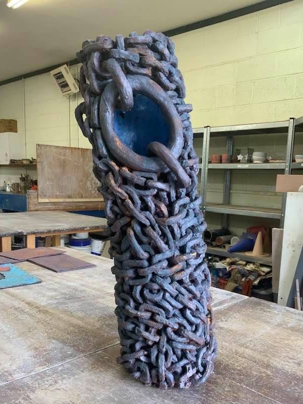 LeeCeramic's tweet photo. It survived… just out the kiln still warm very pleased with it.

#artwork #contemporaryart  #sculpture https://t.co/eNWrxDnIUo