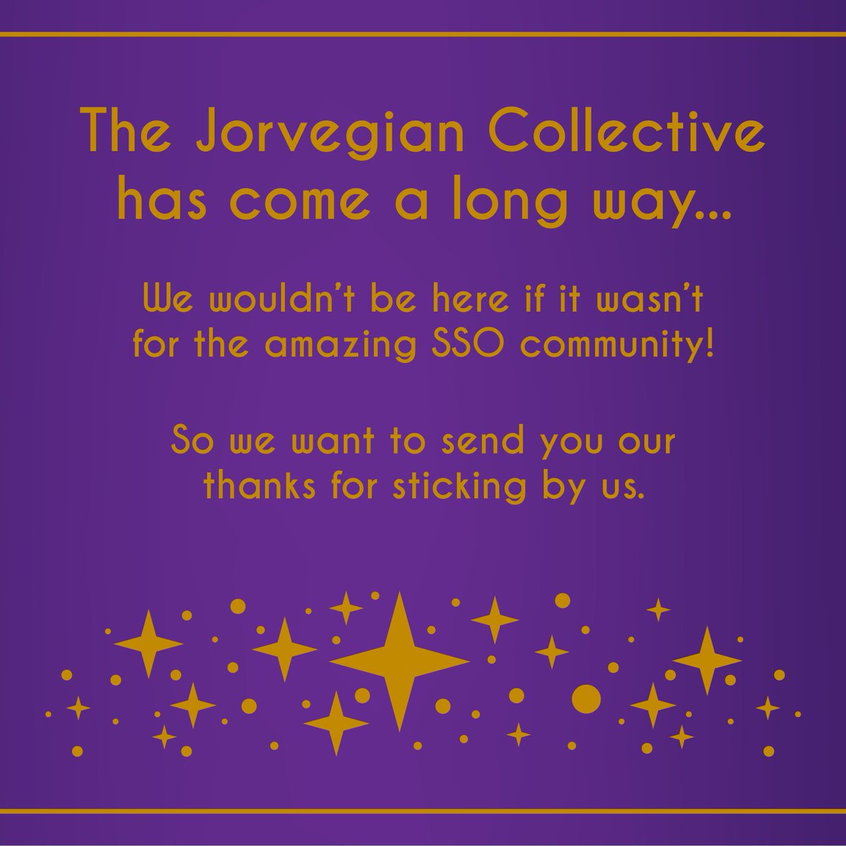 jorvegian's tweet photo. The Jorvegian Collective's come a long way since we started out last year and it’s crazy to think we’ve already hit 1k followers on Instagram. We want to thank all of you for following and participating in our events, here's to another year of creativity and artistic growth! #sso https://t.co/ObQ5FIcaac